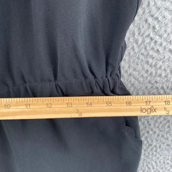 LOFT Romper Womens Black Scalloped Hem Pockets Sleeveless Cut Out Backless NWT - Picture 8 of 12